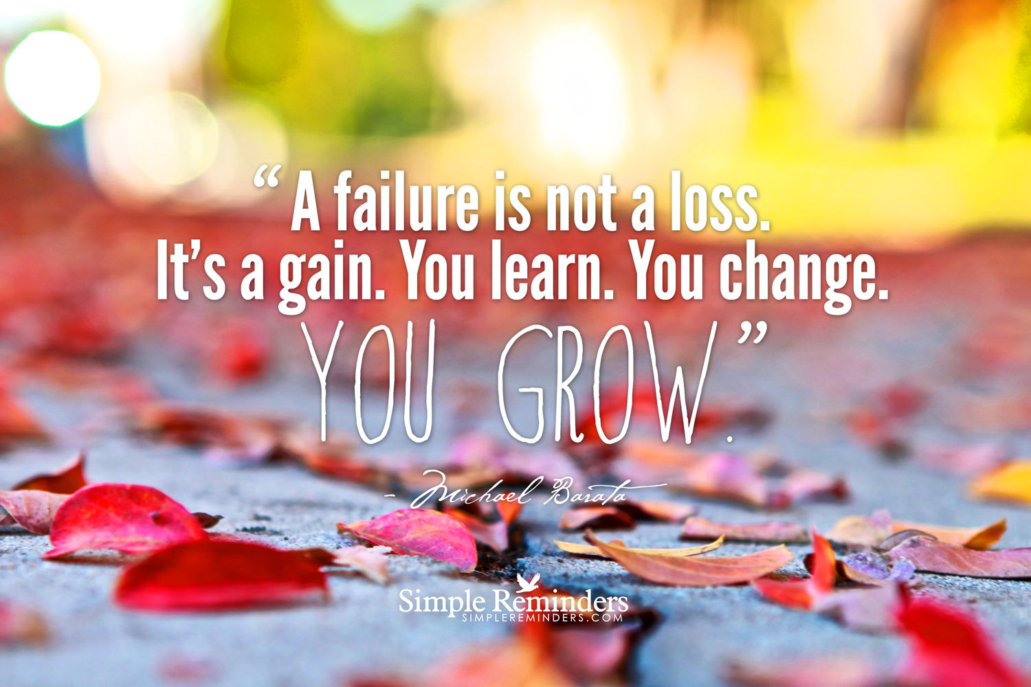 You learn pieces. You change. Failure is success if you learn from it..